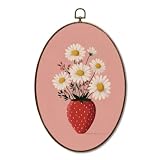 LMMHIOPI Strawberry Floral Oval Wall Art, Cute Botanical Canvas Print Decor for...