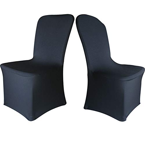 Time to Sparkle 4 Pack Chair Covers Spandex Lycra Stretch Slipcovers Dining Chair Cover Wedding Banquet Party Flat Front (Black)