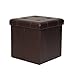 Otto & Ben Folding Toy Box Chest with Memory Foam Seat Tufted Faux Leather Small Ottomans Bench Foot Rest Stool, 15"x15"x15", Brown