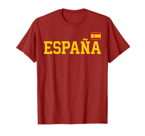 Camiseta de España para Mujeres, Hombres, niños, Bandera de España, Color Rojo Camiseta