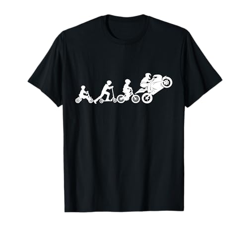 Image of Two-Wheel Evolution - Trike to Bike Motorcycle Racer Wheelie T-Shirt