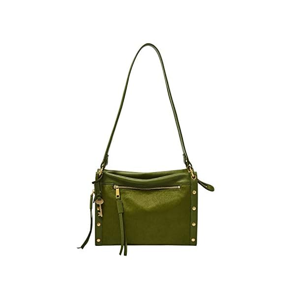 Fossil Women's Allie Leather Satchel Purse Handbag, Green Olive