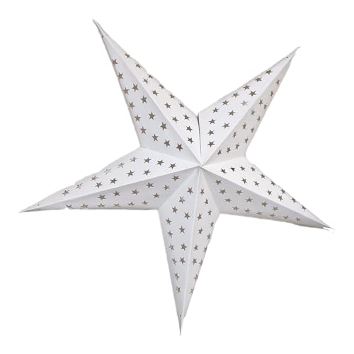 YEPSIO Paralume di carta a forma di stella di carta, grande 60 cm, decorazione da appendere per Natale, matrimonio, casa, festa di compleanno, stelle (bianco)