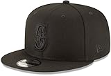 New Era MLB 9FIFTY Black Black Primary Logo Team Adjustable Snapback Hat Cap One Size Fits All - Seattle Mariners Black