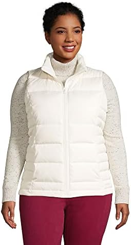 Lands' End Womens Puffer Down Vest Ivory Plus 3x
