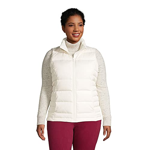Lands' End Womens Puffer Down Vest Ivory Plus 2X #TOP6