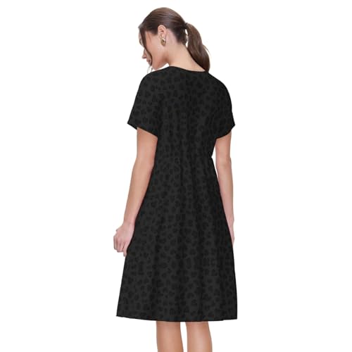 Robe d'été motif léopard noir coupe décontractée chic - 2