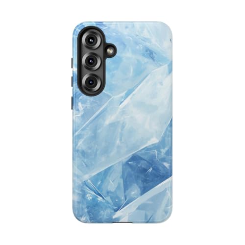 Coque rigide Samsung S25 Plus anti-choc effet miroir bleu glacé