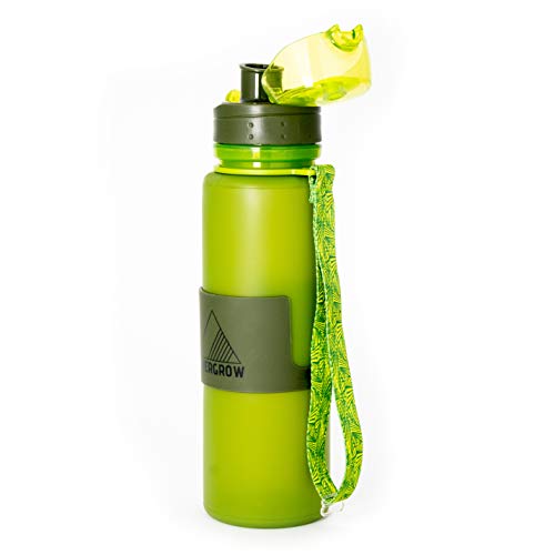 Evergrow- Collapsible Water Bottle 650ML Leak Proof Cap Flip Top, Silicone Foldable BPA