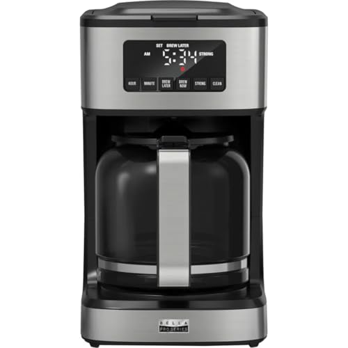 12-Cup Programmable Coffee Maker, Stainless Steel, Digital LED Display, Brew