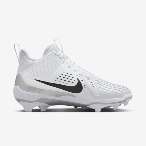 Nike Nike Alpha Menace Strong Men's Football Cleats (II5139-100, White/Metallic Silver/Black) Size 8