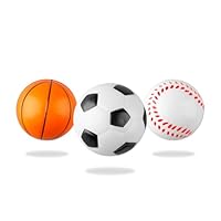 Bojueshaw 3pcs Soft Foam Sports Balls Set,Squeeze Toys,Mini Football,Basketball & Baseball,Sports Stress Ball for Kids Play Relaxation