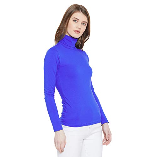 Image of LE BOURGEOIS Women Slim Fit Casual Full Sleeve Highneck /Turtle-Neck Cotton Top