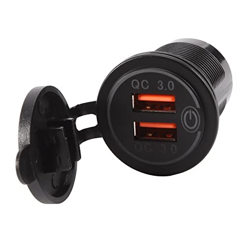 Lonrtesw 12V 36W Quick Charge 3.0 Dual USB Car Charger Cargador RáPido USB con Interruptor para, Motocicleta, CamióN, SedáN, Naranja