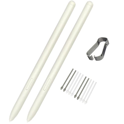 Image of 2 Pack Galaxy Tablet S6 Lite /S7 /S8 /S9 Series Stylus Pen Replacement for Samsung Galaxy Tab S6 Lite S7 S8 S9 S9 Plus S9 Ultra S9 FE Stylus Pen +10 Tips /Nibs (NO Bluetooth) (White)