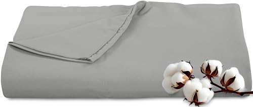 Image of Royale Linens 300 Thread Count 100% Long Staple Combed Cotton Flat Sheet - Super Soft - Top Sheets - Queen Flat Sheet Sold Separately - Breathable, Cool & Crisp Percale Sheets Only (Queen, Silver)
