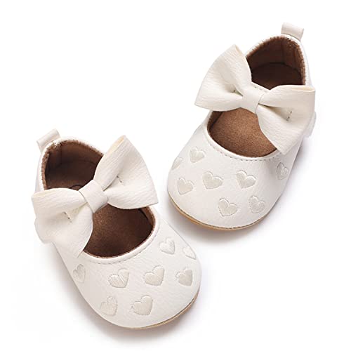 Image of LAFEGEN Baby Girls Mary Jane Flats with Bownot Non Slip Soft Sole PU Leather Newborn Infant Toddler First Walker Cirb Dress Shoes
