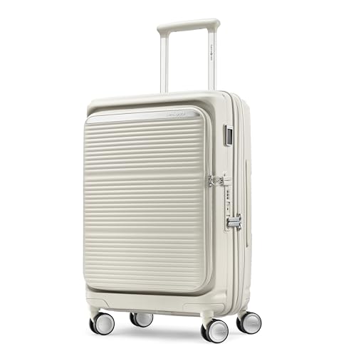 Image of Samsonite Paralux Carry-On Luggage - Innovative Design - Quick Access Front Pocket - Dual Suspension Wheel Technology - TSA Lock - Expandable - Includes Removable Packing Cubes - Stone Grey