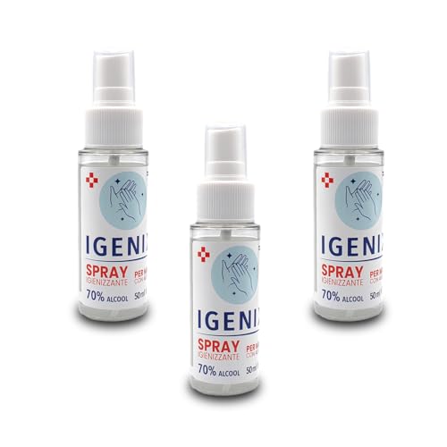 Desinfectante para manos y superficies 3 x 50 ml – Alcohol 70%, glicerina y aloe vera, fórmula potenciada – Spray antibacteriano, virucida, práctico y seguro