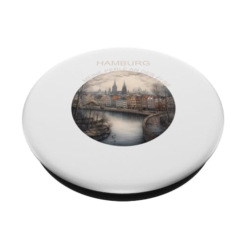 Hamburg my pearl on the Elbe PopSockets Swappable PopGrip, Black - Image 2