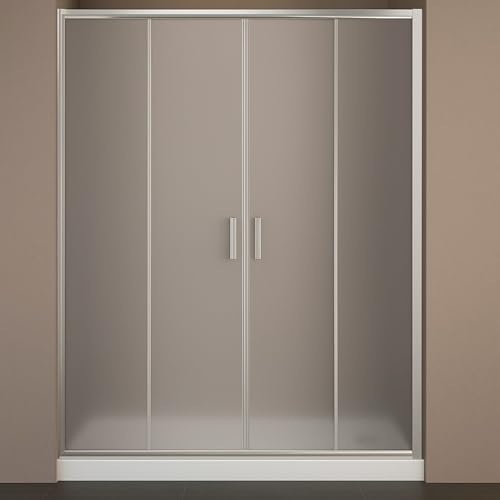 Porta Doccia Scorrevole Slide4 per Box Nicchia Quattro Ante Cristallo Stampato (1, 148-154 x h190 cm)