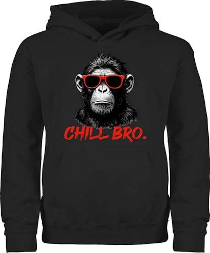 Shirtracer Kinder Hoodie Jungen Mädchen - Chill Bro Cooler AFFE Geschenk Statement lustig I Junge Männer I Zocker Sprüche Teenager Geschenk Gamer I Coole Sprüche Zocken - 152 (12/13 Jahre)
