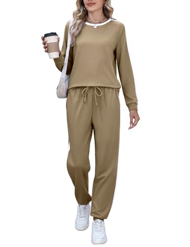 Image of Marvmys Women Long Sleeve Tracksuits Fashion 2 Piece Lounge Set Travel Outfits Jogger Set