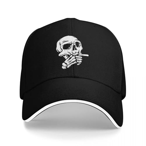 Casquette de baseball noir en coton brodé crâne mode streetwear accessoire homme femme ajustable