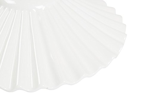 Ricambio paralume piatto in ceramica bianca con bordo bianco per lampadario a sospensione classico rustico country - 30 cm 100% Made in Italy