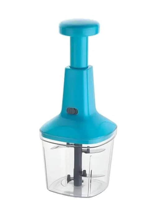 Hand Push Chopper for Kitchen | Powerful Manual Vegetable Cutter with Stainless Steel Blades | BPA-Free, Easy to Use & Clean, Compact Food Processor (Multicolor)1100 ML