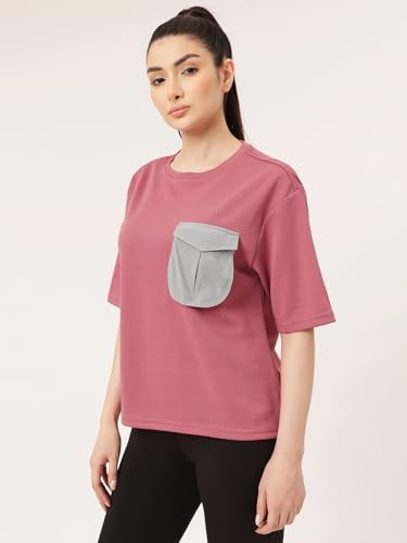 Image of Clovia Women's Comfort-Fit Active T-Shirt - Moisture-Wicking & Stretchable for Workouts