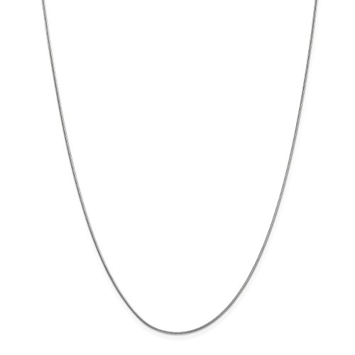 Solid 10k White Gold .90mm Round Snake Chain Necklace - with Secure Lobster Lock Clasp 18'