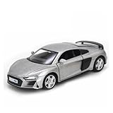 1:36 para el modelo de coche de aluminio fundido a presión R8, puertas abiertas excluyendo baterías(Silver)