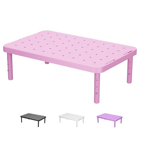 WALI Computer Monitor Stand for Desk Adjustable Laptop Riser Desk Monitor Stand Underneath Storage for Office Home School Supplies (PTT001-P) 1 Pack Pink