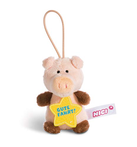 NICI 44870 Anhänger Schwein mit Spruch Gute Fahrt 8cm mit Loop