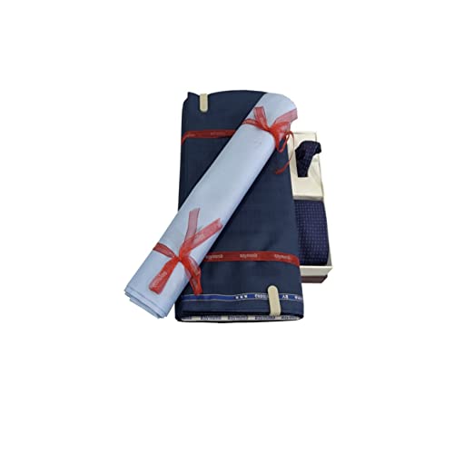 Image of Raymond Men's Unstitched 3.25 Meters Suiting Length Set with Tie, Pocket Square and Shirt Piece (All Weather Fabric,Attractive Box)