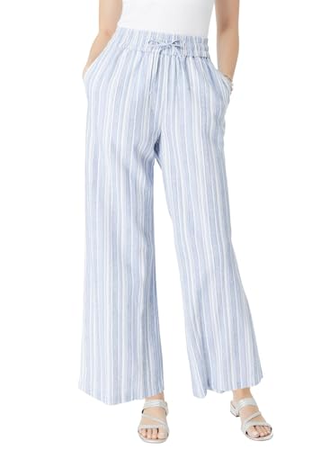 Roaman's Women's Plus Size Plus Size Linen Wide-Leg Pant