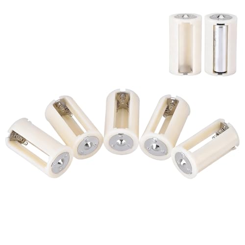 Ouitble Conversor de Batería 3AA(LR6) to D 5 PCS Convertidor de Batería Paralelo, 3 x AA a 1 D Tamaño Paralelo Soporte de Batería Adaptador de Conversión para Electrónica Emergencia