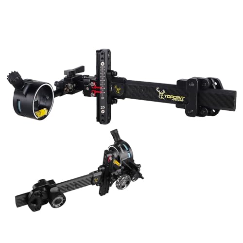 HNZMDY Compound Bow Sight Single Pin Bow Sight 0.019' Fiber 4X 6X 8X Lens Carbon Fiber Bar Micro Adjustable Bow Sights (Bow Sight)