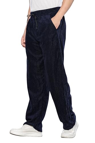 Image of SWADESI STUFF Men's Corduroy Trousers | Mid-Rise Relaxed Fit | Cotton Blend Joggers with Flexi Waistband
