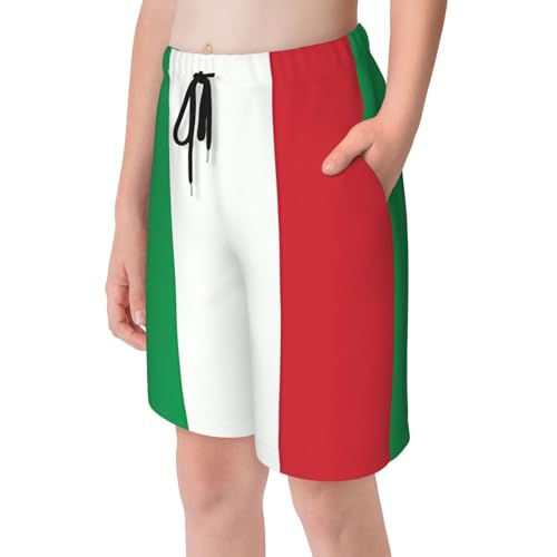 Italy Flag Youth Beach Pants, Soft and Breathable, with Drawstring Waist, Suitable for Sports and Leisure.4