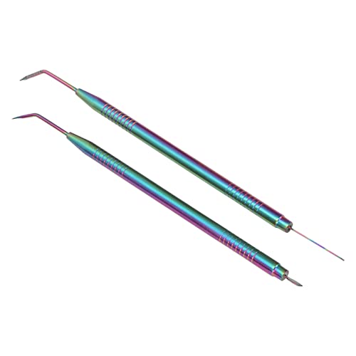 Brrnoo 2 Pieces Eyelash Perm Tool,Lash Separator Tint Tool,Stainless Steel Lash Rods Tool with Comb for Eyelash Eyebrow Perming Tinting Curling Extensions (Colorful)