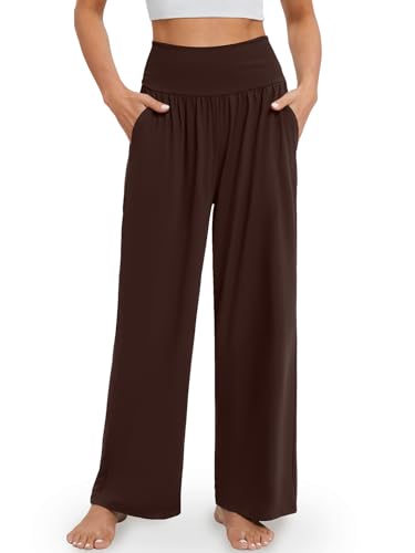 Image of Gracyoga Wide Leg Yoga Pants for Women Casual Loose Cozy Sweatpants High Waisted Lounge Pajama Flowy Pants With Pockets