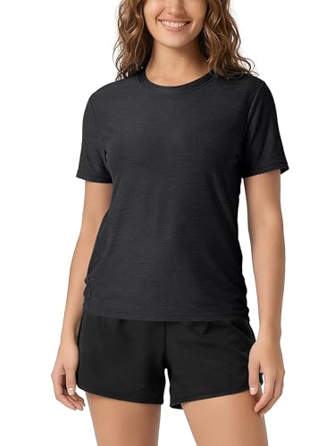 Image of ODODOS Women's Performance Cropped Tee Ultra Soft odSTRATUM Tech Short Sleeve Relaxed Top Crew Neck T-Shirts