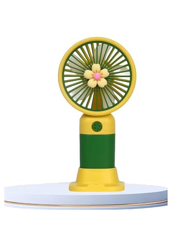 Image of Portable USB Hand Fan with Rechargeable Battery - Mini Personal Cooling Fan with Stand for Home, Office, Travel & Outdoor Use (Multicolor) - any color