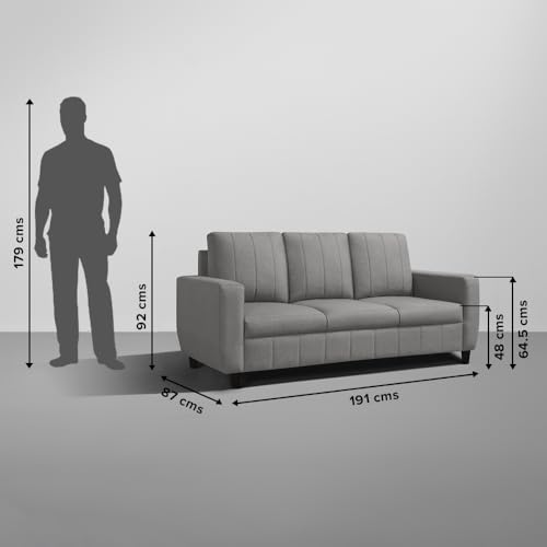 Image of Sleepyhead Bae Designed by Duroflex - 6 Seater Sofa, 3+2+1 Sofa Set |Premium Fabric Living Room Sofa Set with Modern Space-Saving Design |Comfort Seating & Easy-Clean |3 Year Warranty - Stone Grey