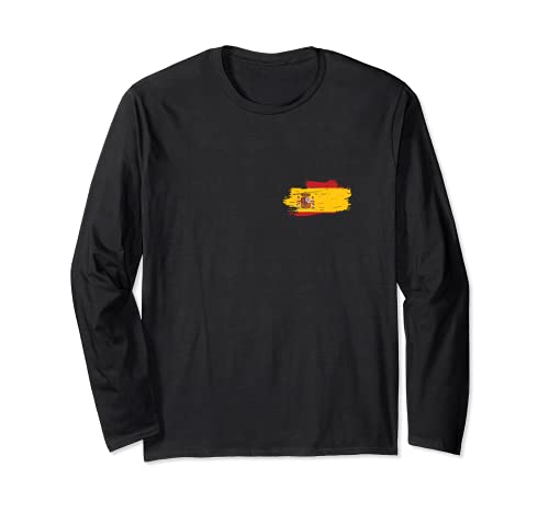 Spain Flag Long Sleeve T-Shirt, Black
