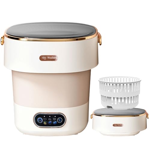 Portable Washing Machine,Mini Washer -20L Upgraded With Spin Basket,Small Clothes Folding Washing Machine Of Underwear, Baby And Small Clothes,Suitable For Home Apartments Dormitories, Hotels Beige