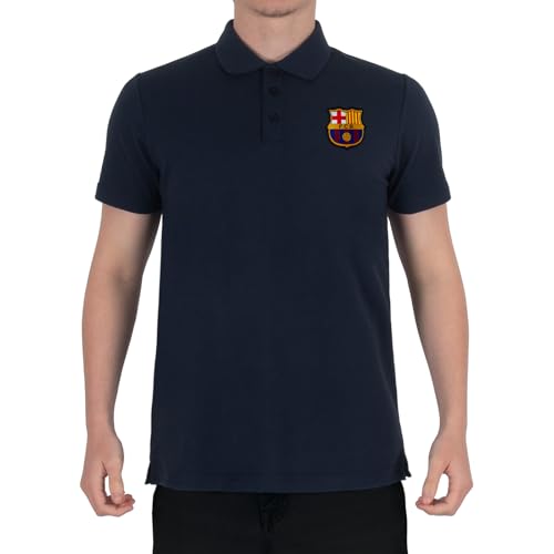 FC Barcelone Officiel - Polo de Football pour Homme - avec Blason Officiel - Bleu Marine - Bleu Marine - Medium