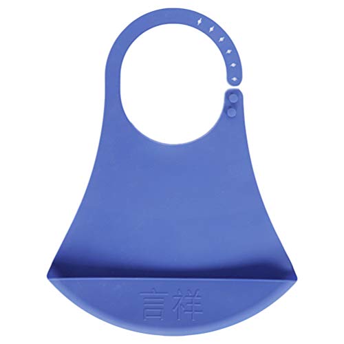 TOYANDONA Waterproof Bibs with Pocket Silicone Washable Clothing Protector Reusable Apron Mealtime Crumb Catcher Blue